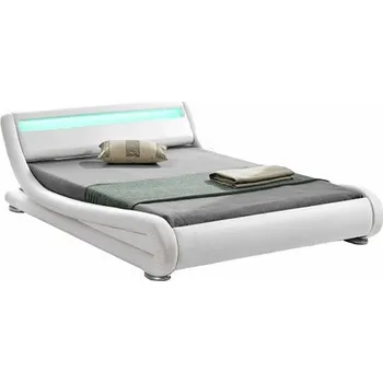 Postel Čalouněná postel Filida 200x180 Bílá LED Doprava ZDARMA.