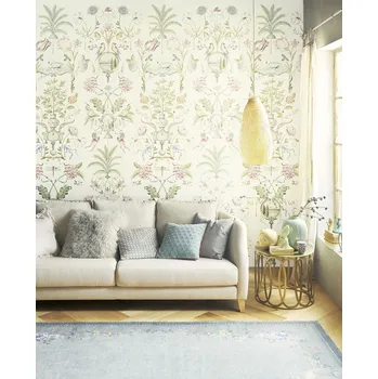 Tapeta Eijffinger Krémová vliesová obrazová tapeta na zeď, rostliny, ptáci, 333164, Pip Studio 6, Eijffinger, velikost 1,06 x 2,8 m