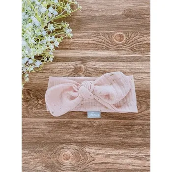 Čelenka Ar-s Dětská čelenka - pudrová se zlatou - mušelín