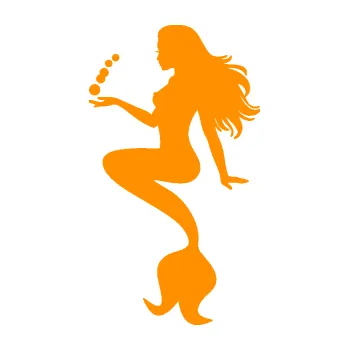 Samolepící dekorace Mořská panna 005 levá s bublinkami (06 - oranžová) SAMOLEPKA NA AUTO, NÁLEPKA, FÓLIE, POLEP, TUNING, VLASTNÍ TEXT, TISK, AUTOSAMOLEPKY.cz, POLEPY, OBRÁZEK, LOGO, 3D STICKERS