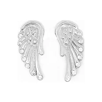 Náušnice Stříbrné náušnice andělská křídla s čirými zirkony - NŠ 1527