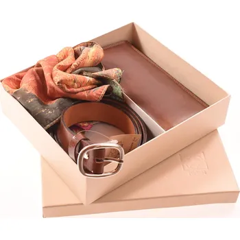 Peněženka Dárková sada KUBÁT kožené peněženky, opasku a šátku pro ženy | koňaková | S733642 obvod pasu: 95cm