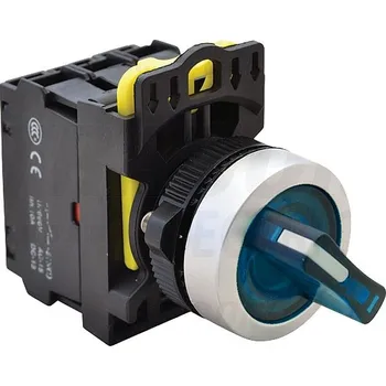 tlačítko Tracon NYK3-SL24B Otočný spínač s páčkou,podsvícený, modrá LED, 2-pol.,pruž. 1×NO+1×NC, 5A/230V AC-15, IP65, LED 230V AC/DC (Tracon NYK3-SL24B)