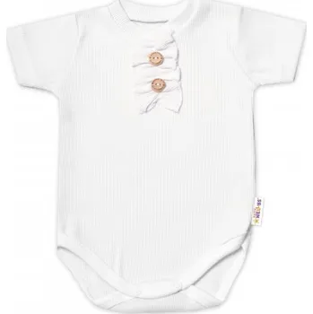 Kojenecký body Baby Nellys Kojenecké žebrované body s knoflíčky kr. rukáv, Girl - bílé, Velikost koj. oblečení 68 (3-6m)