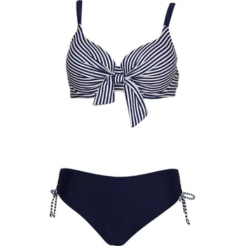 Dámské plavky Dámské plavky dvojdílné "Plus Size" s push up efektem Barva: bílé proužky 4833, Velikost: XXL