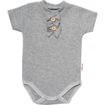 Baby Nellys Kojenecké žebrované body s knoflíčky kr. rukáv, Girl - šedé, Velikost koj. oblečení 74 (6-9m)