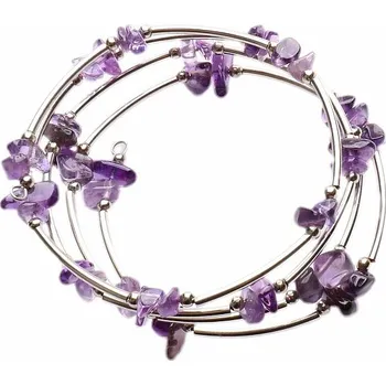 Náramek Ametyst a ocel módní náramek trojitý obvod cca 16 až 26 cm