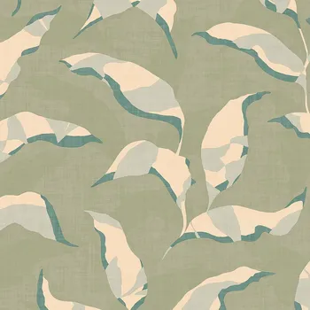 Tapeta Eijffinger Zelená vliesová tapeta, rostliny, větvičky, listy 318051, Twist, Eijffinger, velikost 0,52 x 10 m