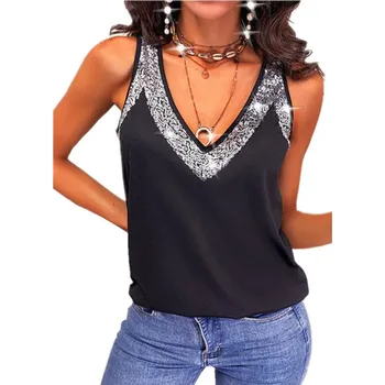 Dámské tričko Dámský ležérní top s výrazně lemovaným výstřihem do "V" Barevná varianta: Černá, Velikost: 5XL