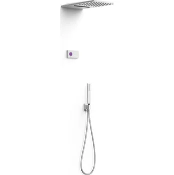 Sprchová hlavice TRES Termostatický podomítkový elektronický sprchový set SHOWER&nbsp;TECHNOLOGY · Včetně elektronického ovládání (bílá barva). · Zabudovaná termostatická elektronická kontrolní jednotka (3cestná). · Nástěnné sprchové kropítko z nerez TRES-09286308
