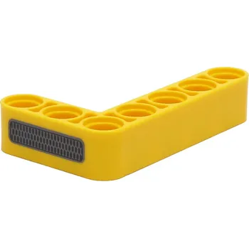 Hračka 32526pb023 Yellow Technic, Liftarm, Modified Bent Thick L-Shape 3 x 5 (Žluté zvedací rameno Technic, modifikované ohnuté tlusté L 3 x 5 se stříbrným a černým vzorem mřížky)
