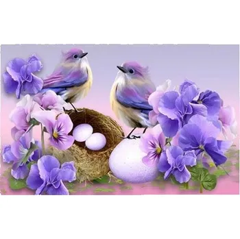 Diamantové malování Diamantové malování - Ptačci s hnízdem - č. 754 40x60 cm