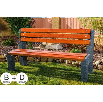 Zahradní lavice Parková lavička Lana 1900 mm, smrkové latě a betonové nohy - vymývaný beton v barvě antracit + doprava zdarma