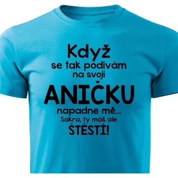 Pánské tričko Když se tak podívám na svoji Aničku Barva: Tyrkysová, Velikost: M