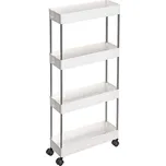 SongmicsHome Regál na kolečkách SLIM, 4 úrovně, 13,5x40x86cm, bílá