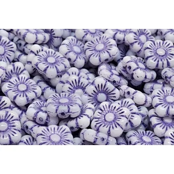 Korálek Korálky čtvercové kytičky 3142 (11x11mm)