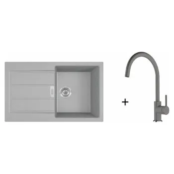 Kuchyňský dřez Franke SET T123 - S2D 611-78 Šedá + FC 6018 LINA Bez sprchy Fragranit Šedý kámen + ZÁRUKA 5 LET ZDARMA
