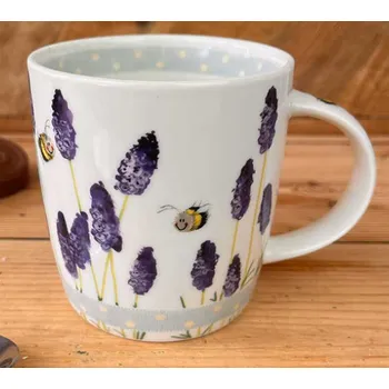 Velikonoční dekorace Porcelánový hrnek Lavender bees, Alex Clark 400ml (Hrnek s včelkou, hrnek včela)