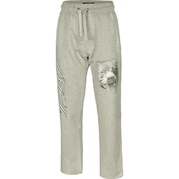 PitBull West Coast - pánské tepláky DOG HEAD šedé - open end M