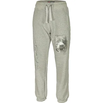 PitBull West Coast - pánské tepláky DOG HEAD šedé - do gumy S