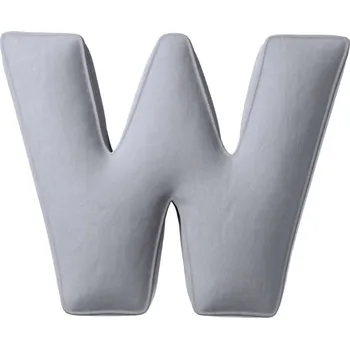 Polštář Yellow Tipi Šedý sametový polštář písmeno W 40 cm