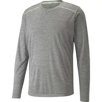 Pánské tričko Pánské Tričko s dlouhým rukávem PUMA RUN LS TEE M MEDIUM GRAY HEATHER 52140303 – Šedá L