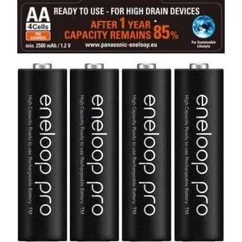 Článková baterie Panasonic ENELOOP PRO AA 4ks 3HCDE/4BE R6/AA 2500mAh, 4 ks nabíjecí baterie tužkové