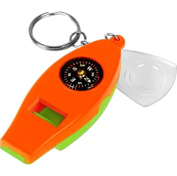 Klíčenka Píšťalka Kompas Teploměr Lupa oranžová / zelená (Přívěsek na klíče Multifunkční klíčenka, dvoubarevná)