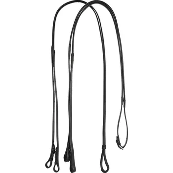 EQUESTRO Otěže kožené Double Dressage Equestro, 2 ks, různé délky, černé EXTRA FULL