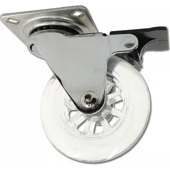 Pojezdové kolečko Kolečko 75mm otočné s brzdou transparentní 45 kg pl.60x60