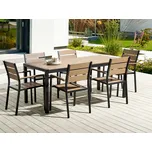 Sada zahradního nábytku světlé dřevo a černý hliník syntetické dřevo 6místná minimalistická terasa venkovní Beliani