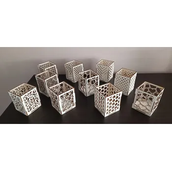 Svícen Dřevěné stojánky, nebo svícny pro čajové svíčky - sada 10ks