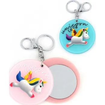 Přívěšek s jednorožcem 8cm klíčenka se zrcátkem s karabinkou 6 druhů plast
