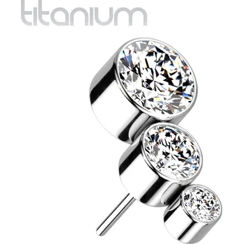Piercing Atreya Titanová bezzávitová koncovka se 3 zirkony Raquel Barva: Čirá