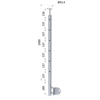 Obklad KOVIAN, s.r.o. Nerezový stĺp, bočné kotvenie rohové, 6-dierový, rohový:90°