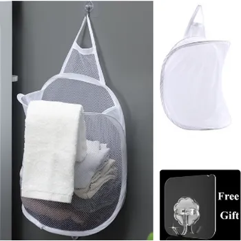 Sada koupelnových doplňků Skládací koš na špinavé prádlo (z polyesterové síťoviny - pro eliminaci vlhkosti a pachů) Barva: Bílá