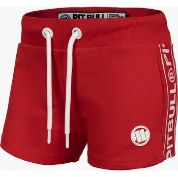 Dámské kraťasy PitBull West Coast - dámské šortky French Terry SMALL LOGO červené XS