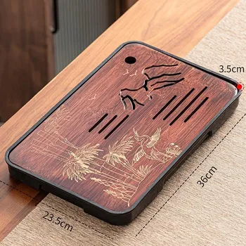 Čínský podnos na vodu pro čajový obřad - Bambus a jeřábi 2