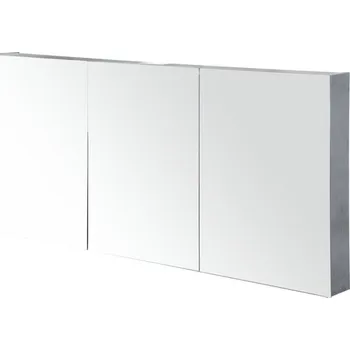 Koupelnový nábytek Zrcadlová skříňka bez osvětlení Sanox 140 x 13 x 65 cm beton antracitově šedá 3 dvířka oboustranně zrcadlové