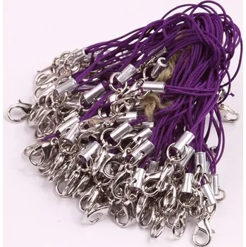 Korálek Šňůrka na mobil s karabinkou fialová č. 38