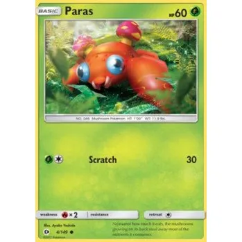 Volný čas Pokémon SUM 004/149 Paras - Sun & Moon Stav: Near Mint, Verze: NORMAL