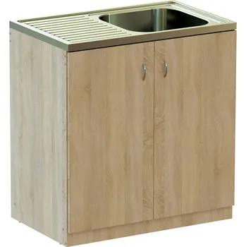 Kuchyňská skříňka EU Kuchyňská skříňka DUB 80 cm s NEREZ dřezem + ZDARMA sifon pro dřez