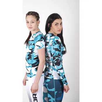 cyklistický dres PitBull West Coast - dámský rashguard PB CAMO 1 modrý XL