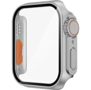 Pouzdro na mobilní telefon Pouzdro ve stylu Watch Ultra s tvrzeným sklem pro Apple Watch 41mm - stříbrné