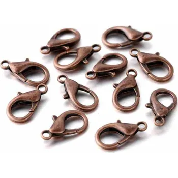 Dětské navlékací korálky Pro Háčkování Karabinka 12 x 7 mm, staroměď