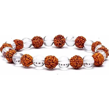 Náramek - Rudraksha a Horský křišťál