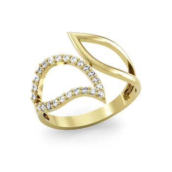 Prsten SOLUNA Luxusní zlatý prsten se zirkony FOGLIA žluté zlato VELIKOST: 50 - 15,9 mm