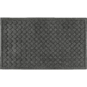 Rohožka Šedá textilní gumová čistící vstupní rohož FLOMA Rounds - 45 x 75 x 1,1 cm