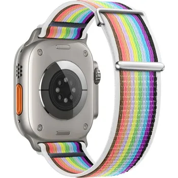 Řemínek na hodinky BSTRAP | BStrap Velcro Nylon reminek na Apple Watch 42/44/45mm, white rainbow (SAP016C17)