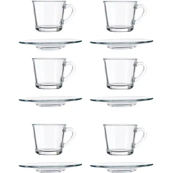 Keramický dřez Pasabahce Kávový servís z průhledného skla, 190 ml